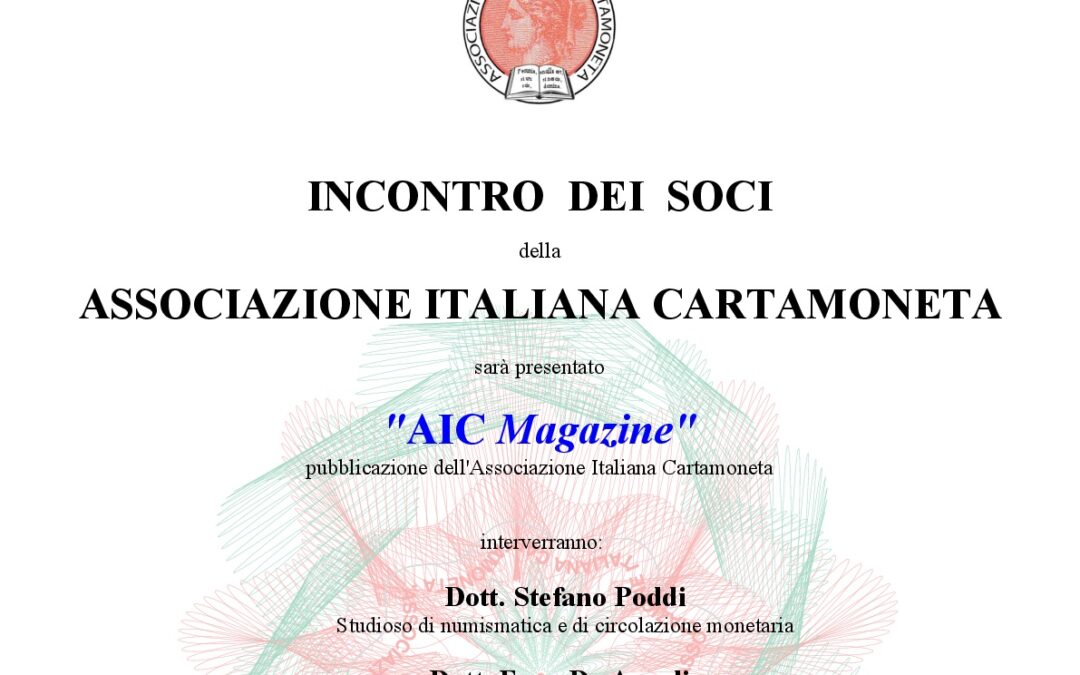 “Incontro dei Soci” e presentazione del n.1 di “AIC Magazine” Locandina